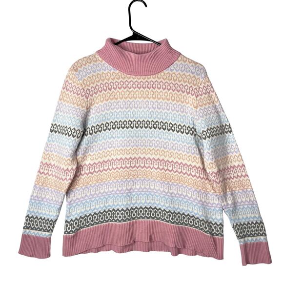 Pastel Mock Neck Knit Sweater Y2K Cottagecore Soft Girl Retro Cozy Pullover - Picture 3 of 11